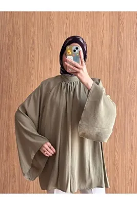 QUWİQ Kadın Dökümlü İspanyol Kol Tesettür Gömlek