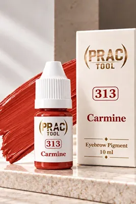 PracTool 313 Carmine 10 ml Kalıcı Makyaj Uygulama Pigmenti Microblading Boyası Kalıcı Kaş Boya 10ml