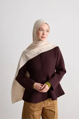 Modakaşmir Leaf Desen İpeksi Jakar Şal
