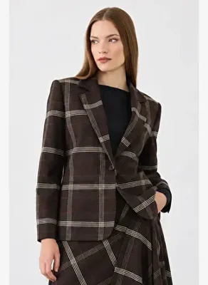 Gusto Ekose Blazer Ceket - Kahverengi