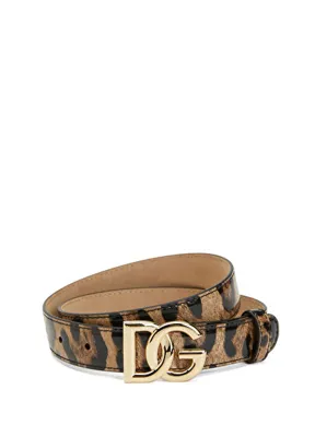 Dolce & Gabbana Leopar Desenli Kadın Deri Kemer