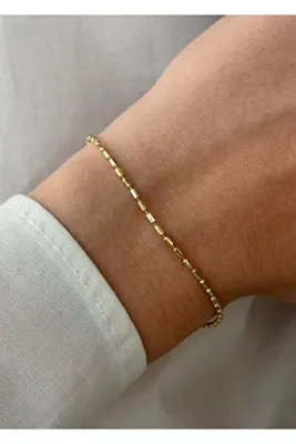 KİLİGİSTANBUL KARARMAYAN 14K ALTIN GÖRÜNÜMLÜ PREMİUM DORİKA BİLEKLİK 17+5 CM