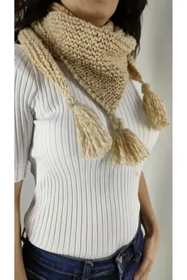 ZÜMAL El Örgüsü Çok Renkli Atkı Kaşkol Hand Made ( BAL RENGİ )