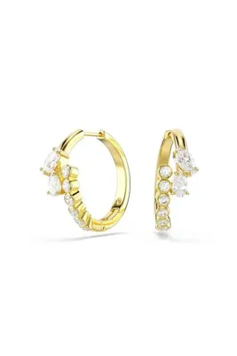 Swarovski Mesmera halka küpeler, Karışık kesimler, Beyaz, 18k altın rengi yüzey