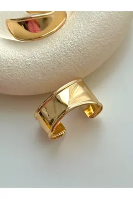 YOUES JEWELRY Kalın Kelepçe Bilezik Ayarlanabilir Bileklik Unisex Gold Kadın Kelepçe