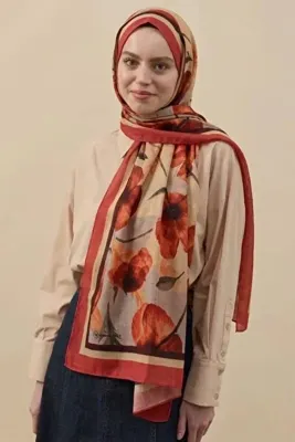Modakaşmir Gelincik Desen Bambu Şal