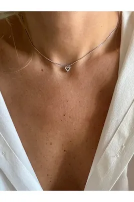 Rossetto Atelier Paslanmaz Çelik Silver Mini Kalp Choker Kolye