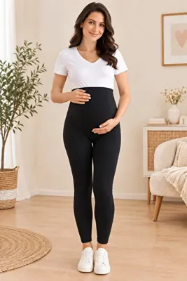 MEGHAN L.A Hamile Pamuklu Esnek Kumaş Beli Lastikli Tayt %95 Pamuk %5 Lycra