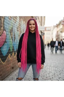 Genel Markalar Afrika Örgüsü Ve Rasta İçin Sentetik Ombreli Saç - Koyu Pembe / Pembe / Açık Pembe