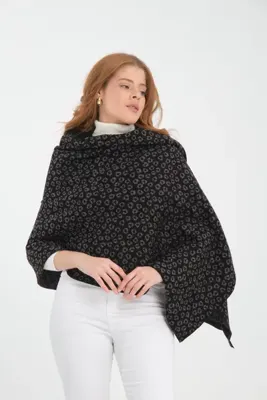 VEGA MODA Leopar Desenli Omuz Şalı, Leopar desenli Şık Rahat Omuz Şalı, Triko Omuz Şalı, Kadın Şal, Çift Yönlü