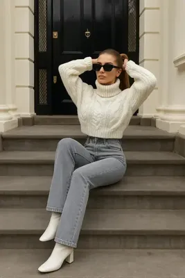 XRAY JEANS Kadını Yüksek Bel Geniş Paça Gri Kot Pantolon