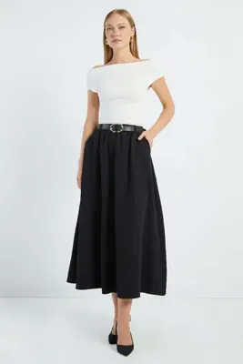 Fulla Moda Beli Kemerli Maxi Boy Etek