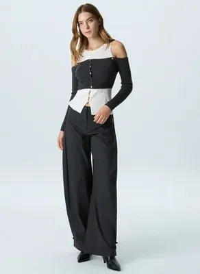 Twist TW6260150151 Antrasit Kadın Bisiklet Yaka Fitted Triko Bluz