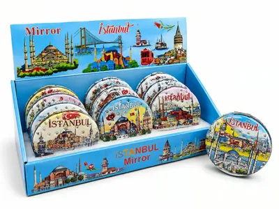mikudesign Taşlı İstanbul Temalı Kalın El Aynası