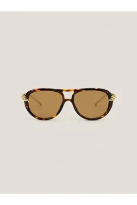 Eyemood Unisex Pilot Güneş Gözlüğü Leopar Desenli Çerçeve Kahverengi Cam Sasha C4