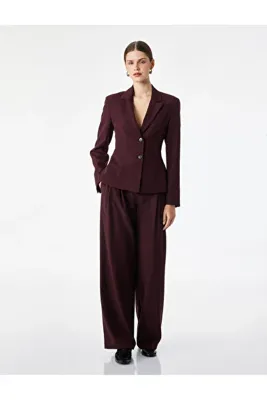 Koton Geniş Yaka Dikiş Detaylı Düğmeli Blazer Ceket