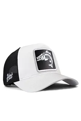 BlackBörk Balık Logolu Beyaz-Siyah Trucker Şapka
