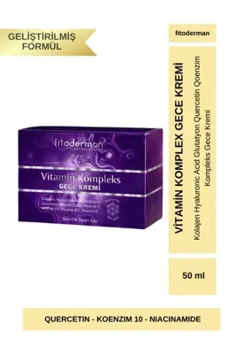 Fitoderman Kolajen Hyaluronic Acid Glutatyon Quercetin Qoenzim Kompleks Gece Kremi