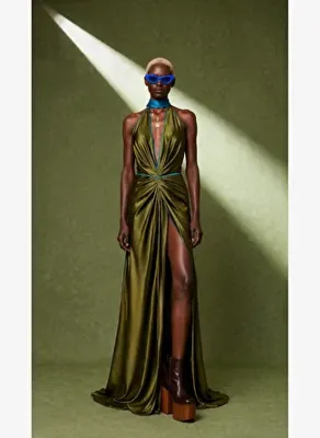 Bashaques Olive Silk Wrap Dress