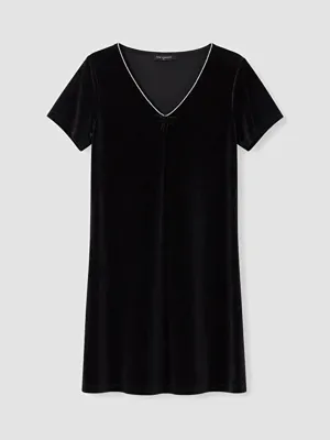 LCW Comfort V Yaka A Kesim Kadife Mini Elbise