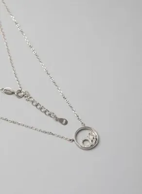 So Chic Baget Taşlı 18 Ayar Beyaz Altın Kaplama 45 Cm Gümüş Minimal Kolye