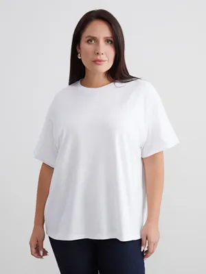 Soulife Büyük Beden Bisiklet Yaka Oversize Kadın Tişört
