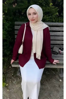 blackbonds bordo Oversize Pamuk Keten Gömlek Cepli Trend Salaş Düşük Omuz Kadın