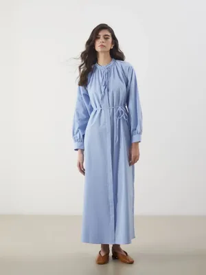 LCW Modest Bağlamalı Yaka Poplin Gömlek Elbise