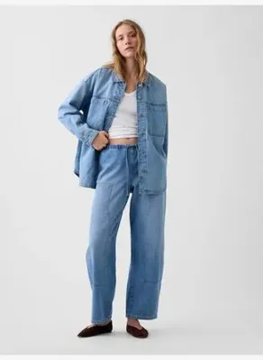 GAP High Rise UltraSoft Easy Barrel Jean Pantolon