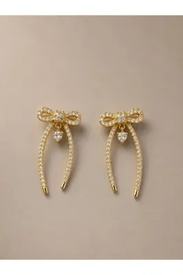 Marca Accessories Zarif Gold Fiyonk Küpe
