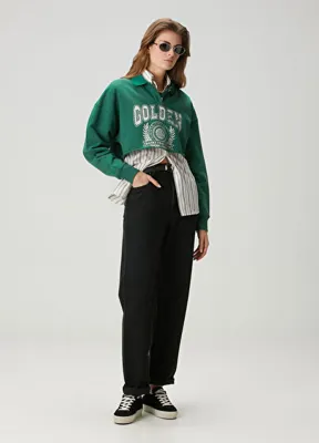 Golden Goose Siyah Wide Leg Jean Pantolon