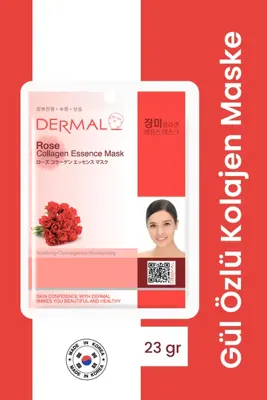 Dermal Nemlendirici ve Pürüzsüzleştirici Gül Özlü Kolajen Maske 23gr