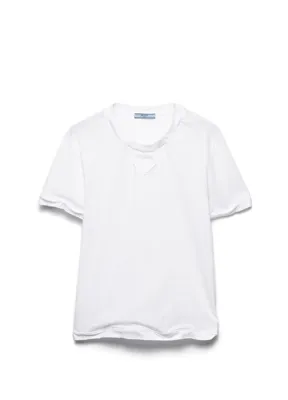 Prada Beyaz Pamuklu Kısa Kollu Kadın Jarse T-shirt