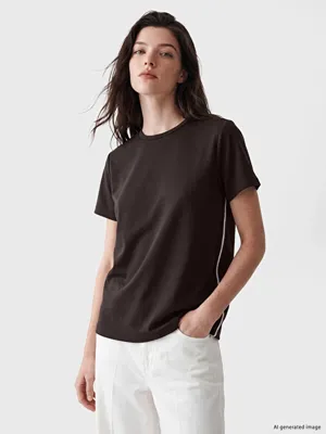 LCW Comfort Şerit Detaylı Soft Touch Kadın Tişört