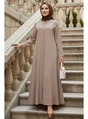 Neva Style Fermuarlı Vizon Tesettür Ferace 45312V