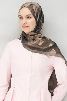 Madame Polo Zambak Desen Tensel Şal - Füme