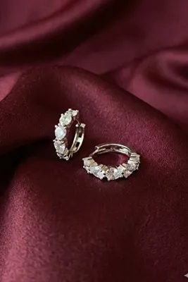 Elika Silver Su Yolu Model Kalpli Zirkon Taşlı Halka Küpe