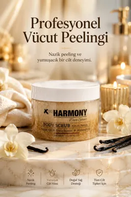 PROHARMONY Vanilla Body Scrub 300 ml | Shea Butter + Argan Oil + Almond Oil İçeren Vücut Peelingi