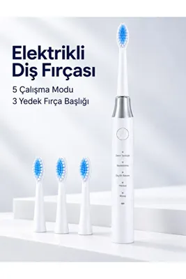 Lisinya Siyah Elektrikli Diş Fırçası 3 Yedek Başlık Hediyeli -