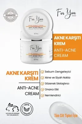 For You Gold Akne Karşıtı Krem, Akneye Yönelik Ciltler Için Ve Su Bazlı Sebum Dengeleyici Bakım Kremi 50gr