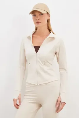 Fulla Moda Parmak Geçirmeli Dalgıç Kumaş Slim Fit Ceket