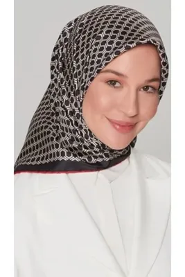 Armine İpek Eşarp Nostalji - 8401-86 Siyah Kırmızı Twill