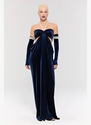 Nur Karaata Royal Ancestry Navy Elbise