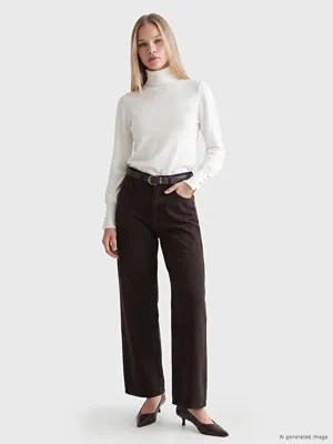 LCW Jeans Kemerli Wideleg Kadın Jean Pantolon