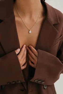 pop up store Damla Taş Çelik Zincir Tek Taş Kolye