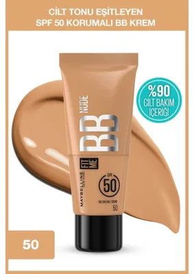 Maybelline New York Fit Me Nude BB Krem 30 ml Tüm Cilt Tipleri İçin Etkili Nemlendirici SPF50