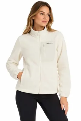 Skechers Outdoor Fleece Core Light Full Zip Polar Jacket S2620082 Kadın Mont BEYAZ
