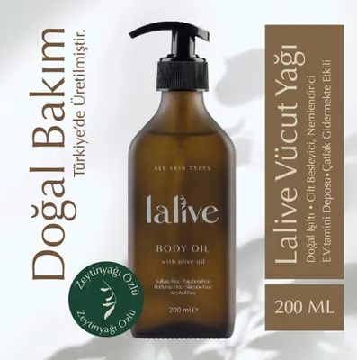 Lalive E-Vitaminli Aydınlatıcı Doğal Vücut Bakım Yağı 200 ml Tüm Cilt Tipleri İçin Besleyici