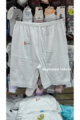 Ceylanoğlu Kadın % 100 Pamuklu Ribana Dantel Paçalı Kısa Tayt Külot 3'lü Paket Beyaz 231