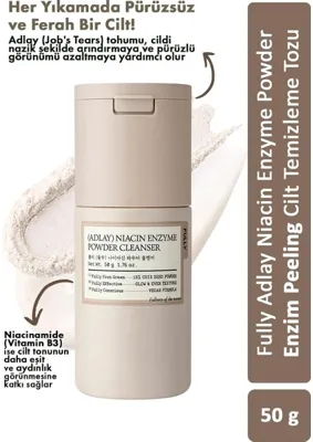Gy Atelier Adlay Niacin Enzyme Powder Cleanser, Enzim Peeling Temizleme Tozu, 50 Gr, Beyaz